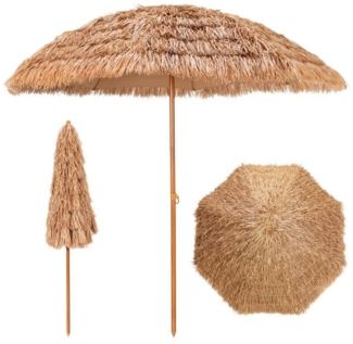 KOMFOTTEU Sonnenschirm Hawaii, Strohschirm 205cm, tragbarer,mit 8 Rippen