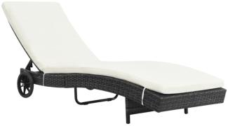 vidaXL Sonnenliege mit Rollen und Auflage Poly Rattan Schwarz 44454
