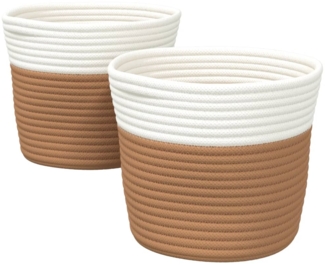 vidaXL Aufbewahrungskörbe 2 Stk. Braun und Weiß Ø24x18 cm Baumwolle 358454