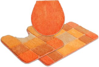my home Badematte Pia, Badvorleger, Badezimmer Teppich, Höhe 20 mm, rutschhemmend beschichtet, fußbodenheizungsgeeignet, schnell trocknend, strapazierfähig, Polyester, rechteckig, 3-tlg. Stand-WC Set, Badteppich, karierte Badematten, rechteckig, rund &...