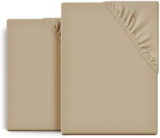 Beautex Spannbettlaken 2er Set Spannbetttuch Bettlaken Premium Baumwolle Jersey 160g/m², Jersey, Gummizug: rundum, (2 Stück)