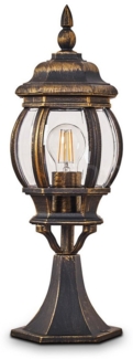 hofstein Pollerleuchte »Meyen« Außenleuchte, Aluguss in Braun/Gold mit Kunststoff-Scheiben, ohne Leuchtmittel, Wegeleuchte 50cm, Retro/Vintage Gartenlampe, E27, IP44 in antikem Look