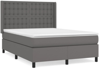 vidaXL Boxspringbett mit Matratze Grau 140x200 cm Kunstleder 3132505