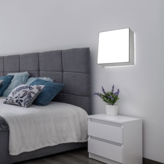 Wandleuchte, Grau, PVC, Stahl, eckig, L 25 cm