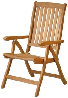 Kai Wiechmann Hochlehner Verstellbarer Teak Gartenstuhl, wetterfester Teak Klappsessel, Teakholz Gartensessel mit extra langer Rückenlehne