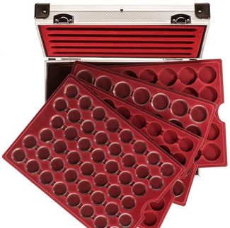 MC. Sammler Aufbewahrungsbox MC. Sammler Alu Münzkoffer frei bestückbar mit Münztableaus Ihrer Wahl, Tableau 35 Fächer-36x36 mm