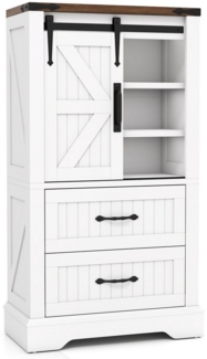 COSTWAY Vorratsschrank Badschrank Holz mit Schiebetür & verstellbaren Regalen