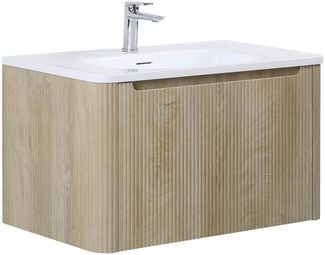 Badplaats Badmöbel Set mit Waschbecken und Unterschrank Tundra 80x48 cm Eiche Hell - Waschbeckenunterschrank mit Soft-Close und Waschbecken, Vorgemontiert