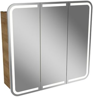 Lanzet M9 Spiegelschrank 80 cm mit umlaufender LED-Beleuchtung, Hellbraun