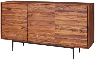 Wohnling Sideboard FB51424 Sheesham Massivholz 150x81x41 cm Landhaus Kommode | Design Anrichte Groß | Hoher Kommodenschrank mit 3 Türen Holz Massiv | Standschrank Wohnzimmer Modern