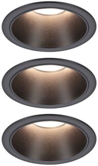 Paulmann 94869 LED Cole Coin Basisset 3er-Set 2700K schwarz 3-Step-Dim IP44
