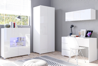 AX LIVING Büro Schrankwand Kossana 8 Funktional und Modern Design Weiß