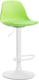 Barhocker LUNOR - Kunststoff Grün 39 x 43 x 82 cm Weiß | Barstuhl Höhenverstellbar Mit Lehne Drehbar Tresenhocker Tresenstuhl Kneipenhocker Kneipenstuhl