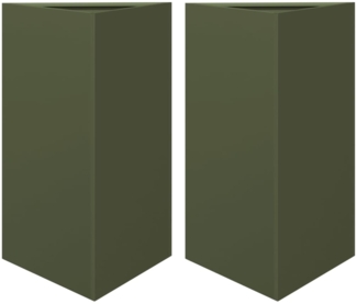 vidaXL Pflanzkübel 2 Stk. Olivgrün Dreieckig 50x43x75 cm Stahl 851178