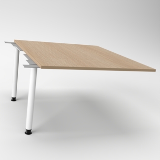 Rheinland Möbel Verkettungsplatte KONTI 120x130 cm – Erweiterungselement in Grau mit weißen Rundrohrfüßen, Anbautisch für KONTI Konferenztische 280/400/520 cm