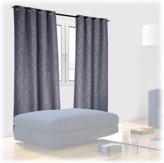 Relaxdays 6x Vorhang mit Muster, Polyester grau, 245x135 cm