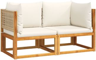 vidaXL Gartensofas-Ecke mit Kissen 2 Stk. Holz Akazie & Rattan 3278922