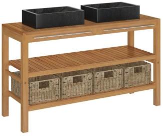 vidaXL Waschtisch Massivholz Teak mit Waschbecken Marmor Schwarz [3058180]