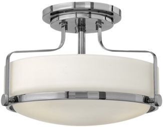 Elstead Lighting Harper Deckenleuchte Semi-Flush Small Chrom poliert Opalglas E27