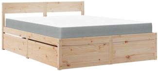 vidaXL Bett mit Schubladen und Matratze 140x200 cm Massivholz Kiefer 3281898