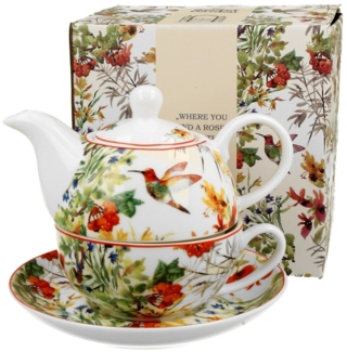 DUO FLORAL Tasse mit Teekanne LINNEA New Bone China Porzellan