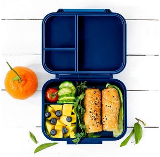 LEKKABOX Lunchbox Mini Kinder Bentobox, 3 Fächer - Brotdose Vesperdose Brotbüchse, Für feuchte Lebensmittel auslaufsicher, inkl. extra Trenner