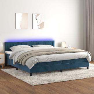 vidaXL Boxspringbett mit Matratze & LED Dunkelblau 200x200 cm Samt, Härtegrad: H2 [3134547]