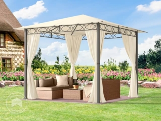 Gartenpavillon 3x3 m wasserdicht PREMIUM Pavillon mit 4 Seitenteilen Gartenzelt ca. 220g/m² Dachplane in creme Partyzelt