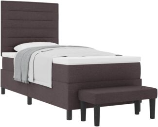 vidaXL Boxspringbett mit Matratze Dunkelbraun 90 x 200 cm Stoff 3343963