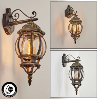 hofstein Außen-Wandleuchte »Meyen« Wandlampe abwärts aus Metall/Glas in Braun/Gold/Klar, ohne Leuchtmittel, Wandleuchte mit E27, Außenleuchte für Terrasse, Veranda und Hof, IP44