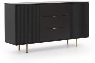 Furnix Kommode Mortia K2D3SZ Sideboard mit Schubladen und Metallfüßen, 7 geschlossene Fächer, Design und Funktionalität