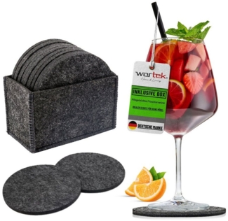 wortek Getränkeuntersetzer Filz-Untersetzer Rund für Gläser 10er Set + Box, Zubehör für Tisch & Gläser, Set, 10-tlg, waschbare Getränke Glasuntersetzer Gläser, Tischuntersetzer Filz 10 cm