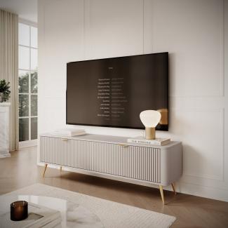 Compleo TV-Schrank mit Lamellen BELLO, TV-Tisch, Metallfüße, Modern Wohnzimmer