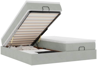 vidaXL Ottoman-Bett mit Matratzen Hellgrau 200x200 cm Samt 3311267