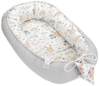 Babynest babynestchen Neugeborene mit tragegriff 90x50 cm Baby nestchen tragbar Nest für Bett Kinder kuschelnest coccon für Jungen und Mädchen Hellbeige Musselin B