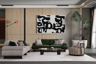 Sitzgruppe/Sofa Set - Wohnzimmergarnitur "Heliopsis" 3+3+1-Grün/Grau