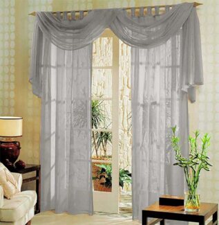 Gardinenbox Gardine, Schlaufen (3 St), transparent, Voile, Voile komplett Gardinen Set 3 teilig
