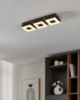 Eglo 99325 Deckenleuchte FRADELO 1 LED 3X4W Stahl, Kunststoff schwarz, Kristall klar L:46cm B:14cm H:6cm 3000K