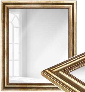 WANDStyle Wandspiegel H550 aus Massivholz in Gold 80 x 110 cm im Stil Antik