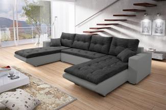 Wohnlandschaft Sofa NINO XL mit Schlaffunktion Grau-Schwarz