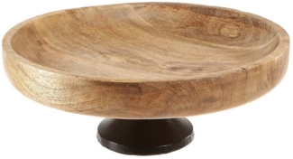 Viana Dekokorb Holz Dekoschale mit Fuß Ø25cm Natur Schwarz modern