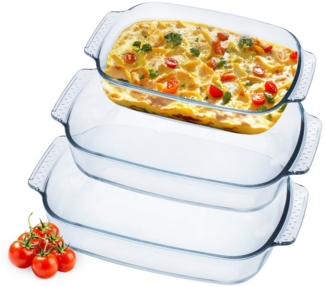 Spetebo Auflaufform 3er Set Ofenschalen spülmaschinenfest, Glas, (3-St), hitzebeständig bis ca. 230° C