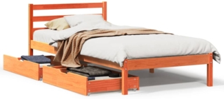 vidaXL Massivholzbett ohne Matratze Wachsbraun 90x190 cm Kiefernholz 3301551
