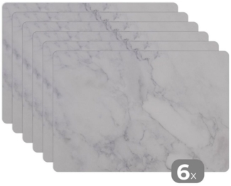 MuchoWow Platzset Marmor - Weiß - Grau - Luxus - Marmoroptik/print - Stein, (6-St), Platzsets, Tischset, Abwaschbar, Tischsets, Platzdeckchen
