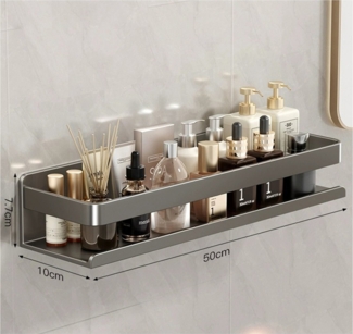 ibettertec Duschablage Edelstahl Eckregal ohne Bohren,in Größen 30/40/50 cm,Duschkorb, Aluminium Rostfrei,Badezimmer Duschablage, Schwarzes Wandregal für Bad und Küche, inkl. Gewürzregale
