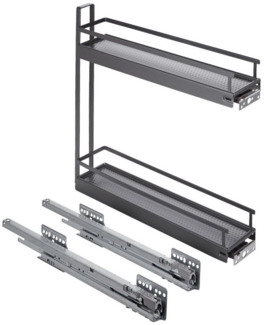 SO-TECH® Auszugsunterschrank 15er Unterschrankauszug ARENA Style 90° anthrazit 2-etagig Seitenmontage rechts passend für 15 cm breite Schränke