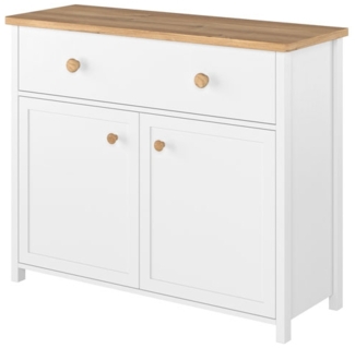 Kommode "Story" Sideboard 110cm weiß Nash Eiche 2-türig