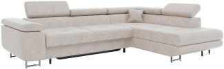 MEBLINI Schlafcouch mit Bettkasten - CARL - 272x202x63cm Rechts - Beige Samt - Ecksofa mit Schlaffunktion - Sofa mit Relaxfunktion und Kopfstützen - Couch L-Form - Eckcouch - Wohnlandschaft