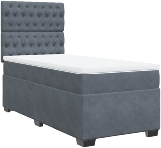 vidaXL Boxspringbett mit Matratze Dunkelgrau 100x200 cm Samt 3290841