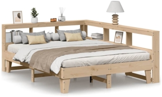 vidaXL Massivholzbett mit Regal ohne Matratze 150x200 cm Kiefer 3324535